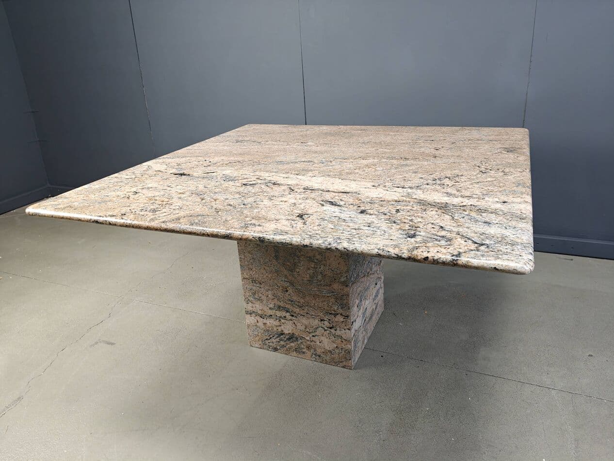 Square dining table, multicolor granite, Belgium, 1970s. - 269816