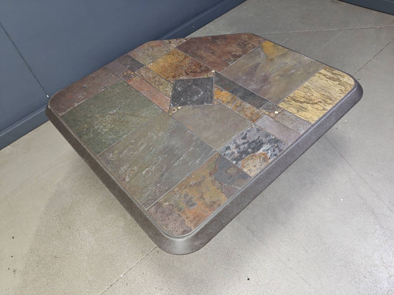 Coffee table, brown stone, by P. Kingma, Germany, 1980s. - 269806