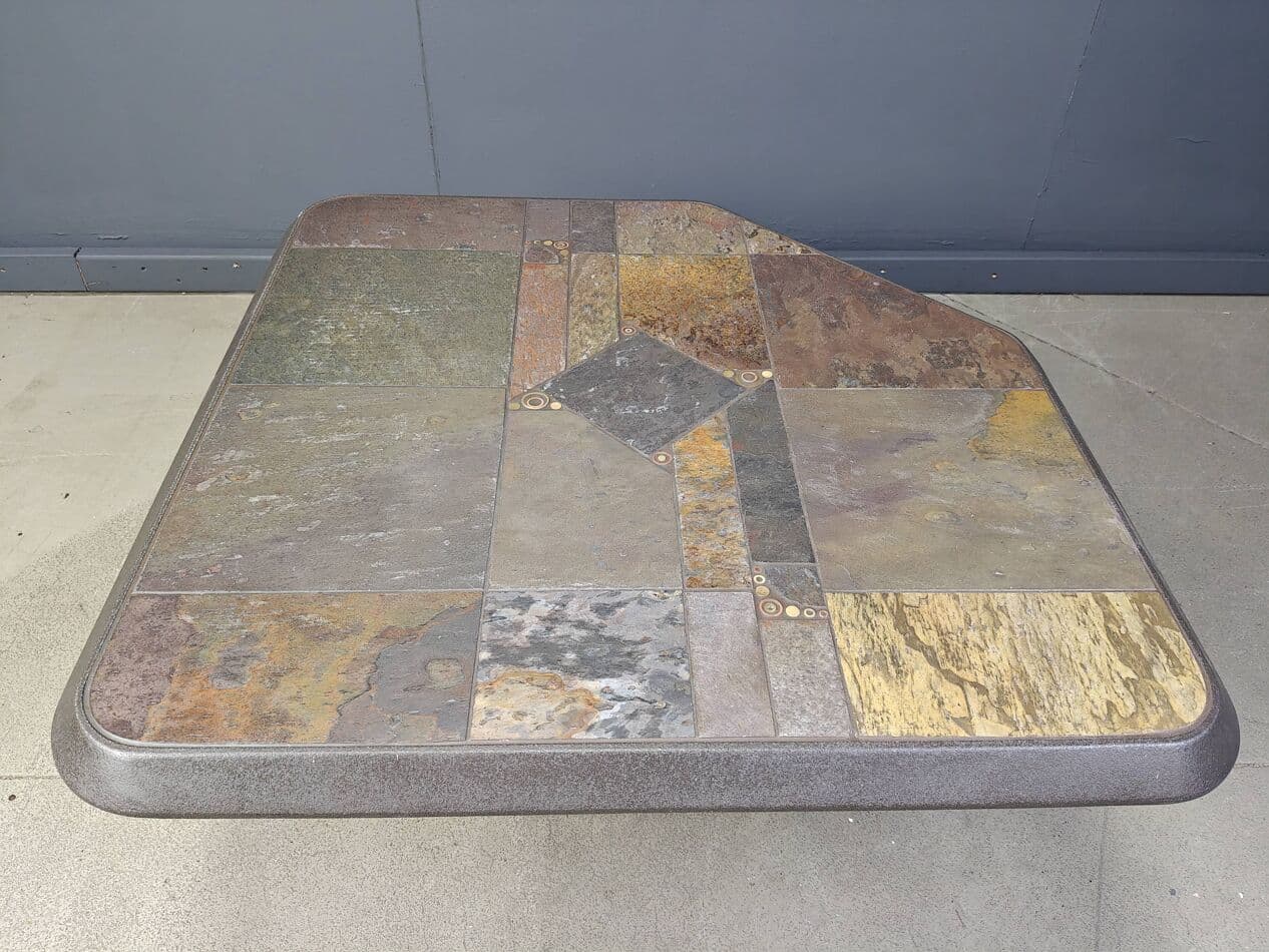 Coffee table, brown stone, by P. Kingma, Germany, 1980s. - 269811