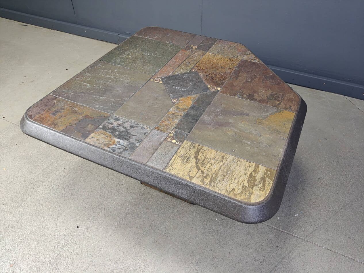 Coffee table, brown stone, by P. Kingma, Germany, 1980s. - 269805
