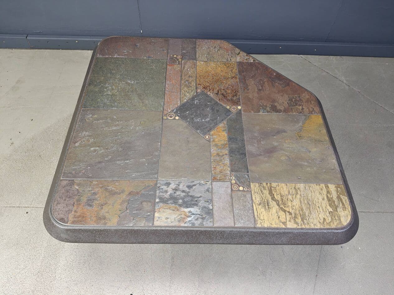 Coffee table, brown stone, by P. Kingma, Germany, 1980s. - 269802