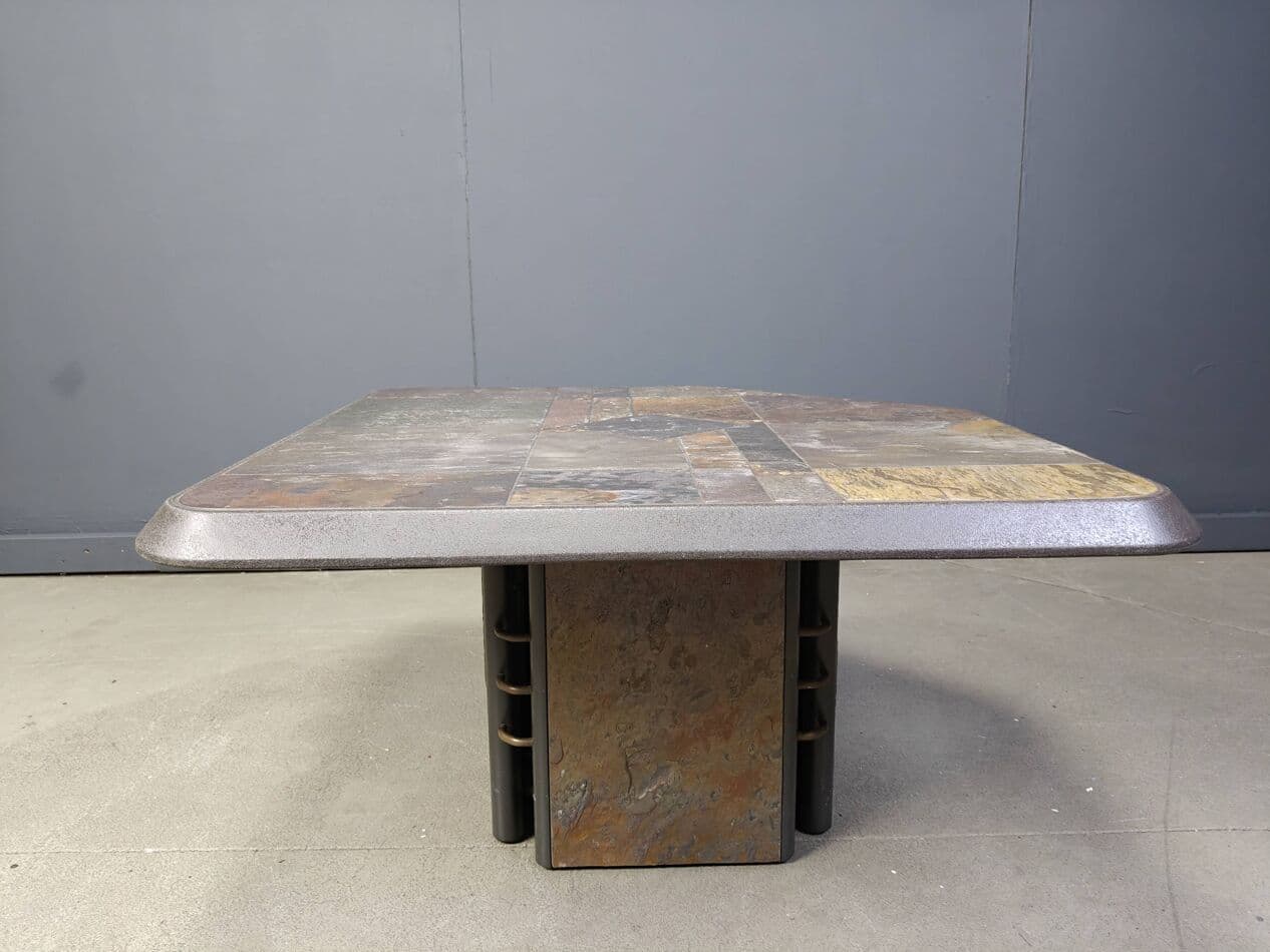 Coffee table, brown stone, by P. Kingma, Germany, 1980s. - 269809