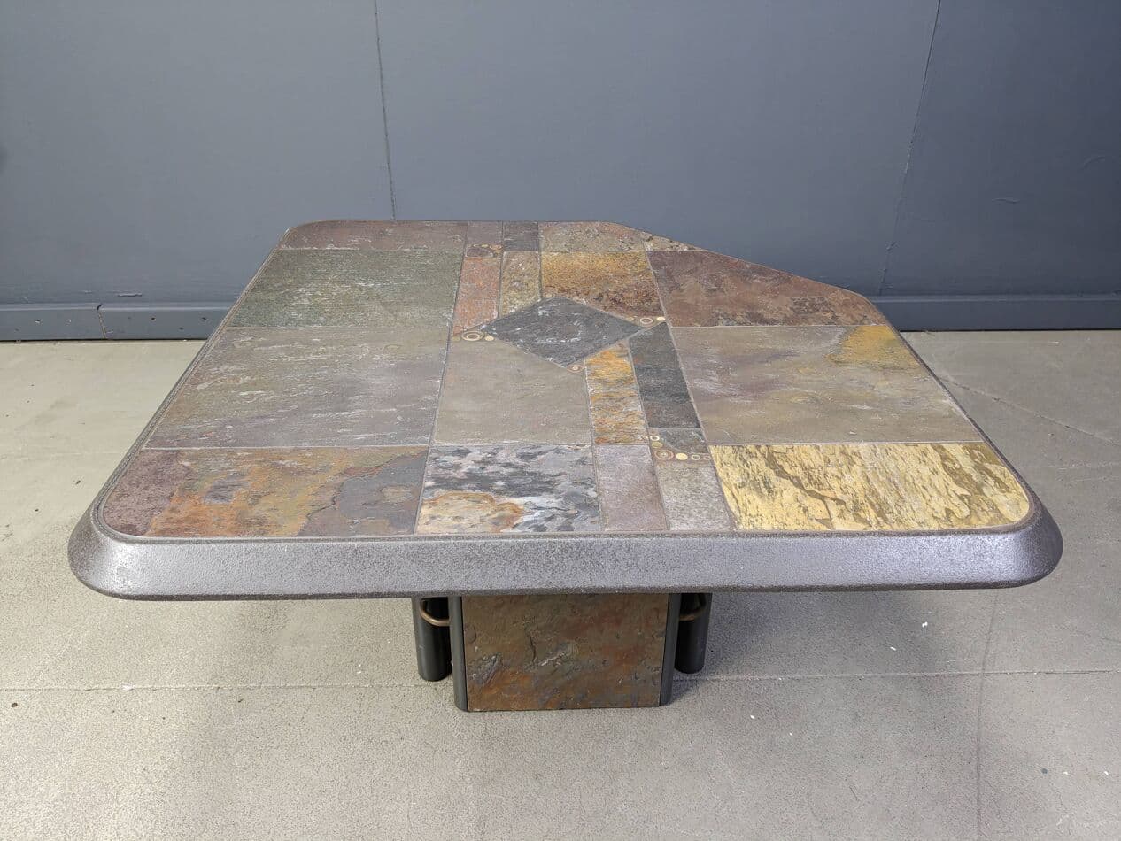 Coffee table, brown stone, by P. Kingma, Germany, 1980s. - 269810