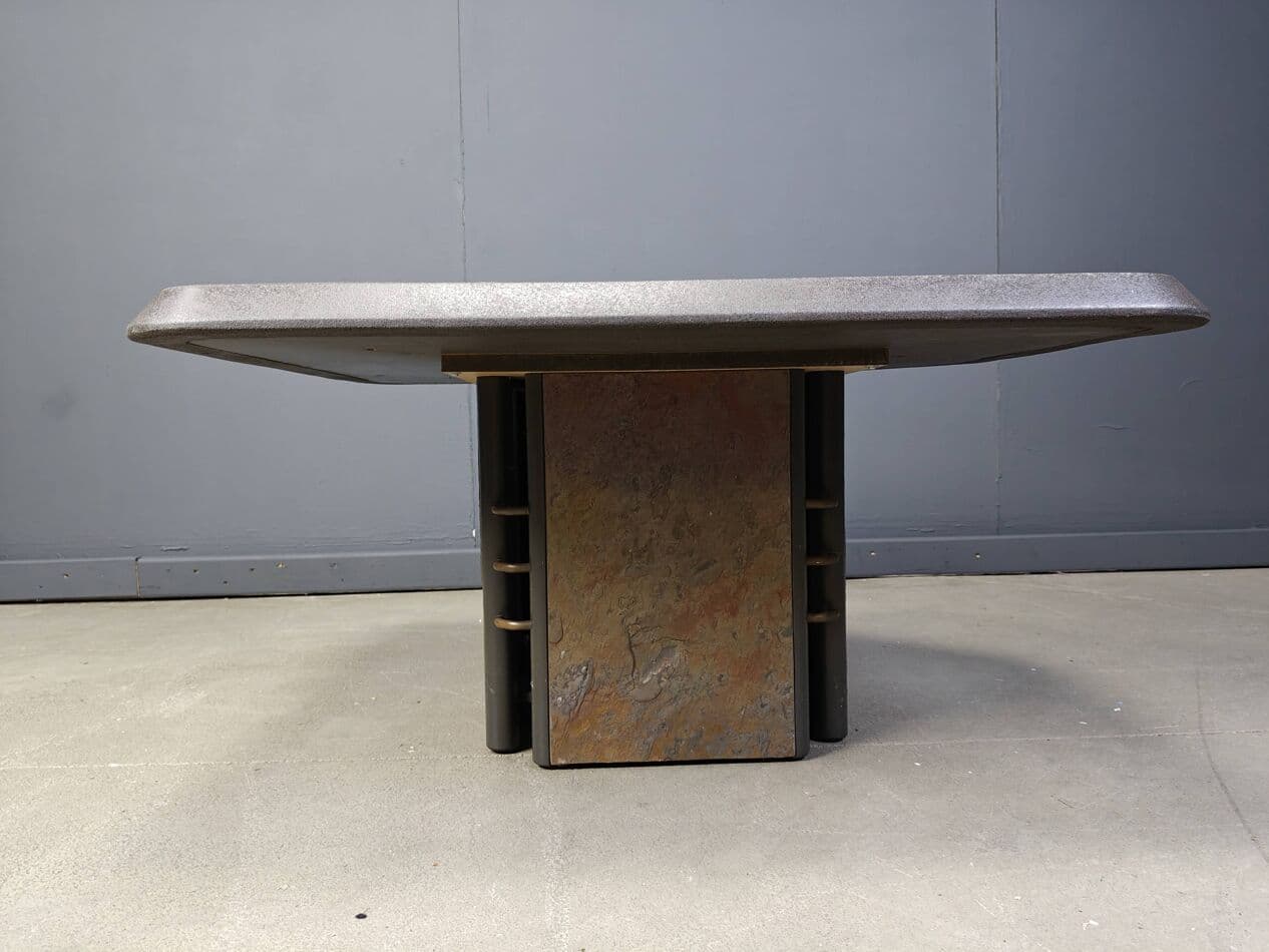 Coffee table, brown stone, by P. Kingma, Germany, 1980s. - 269808