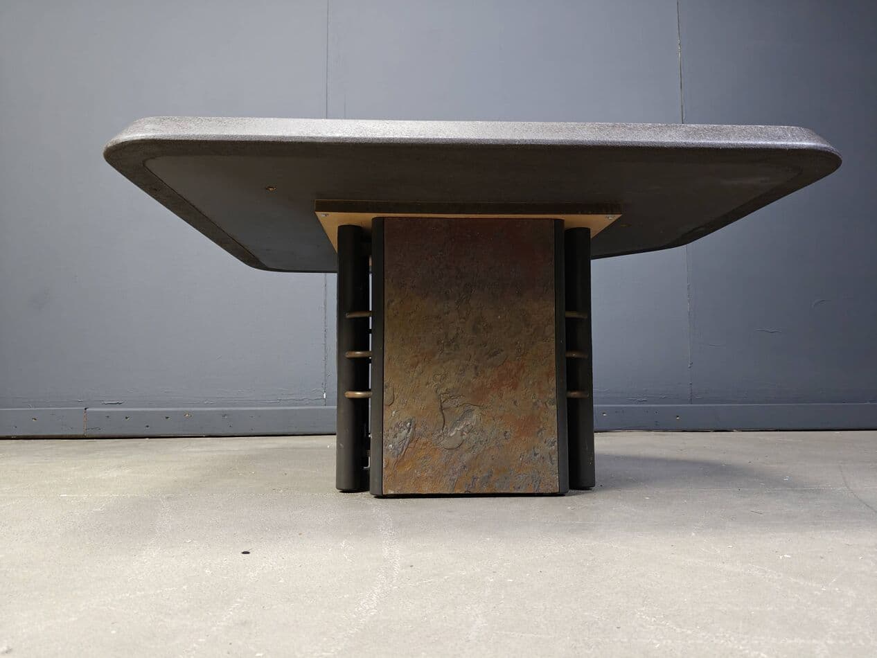 Coffee table, brown stone, by P. Kingma, Germany, 1980s. - 269807