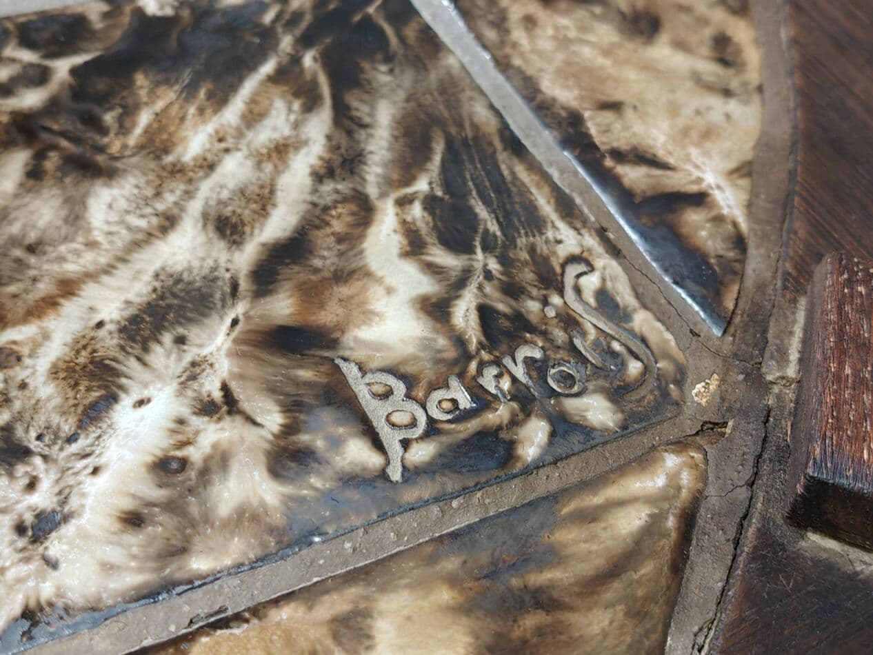 Round coffee table Vallauris, brown ceramic, brown wood, Barrois, France, 1960s. - 269783