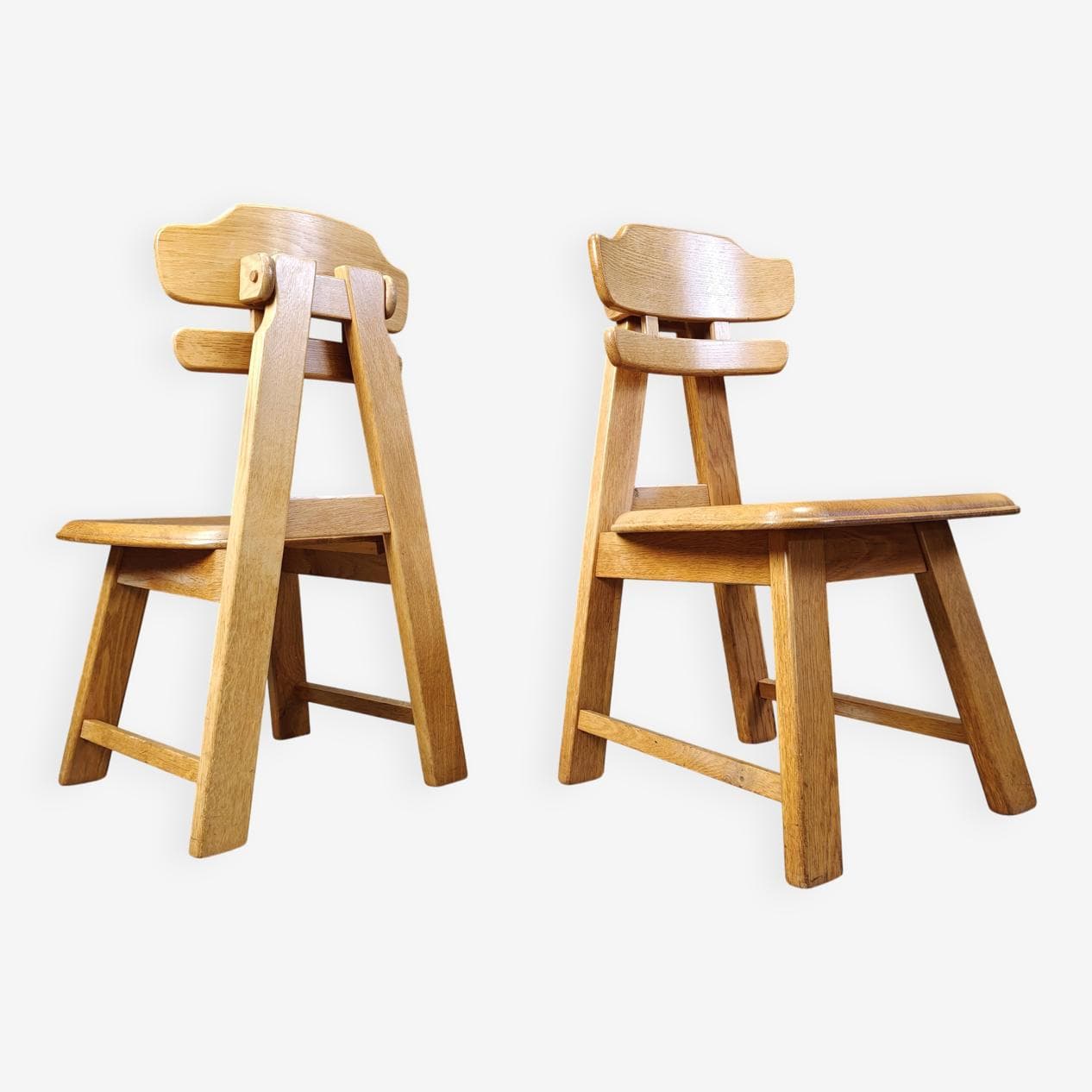 Zestaw czterech krzeseł jadalnianych brutalistycznych, dąb brązowy, Holandia, lata 60. - 269742