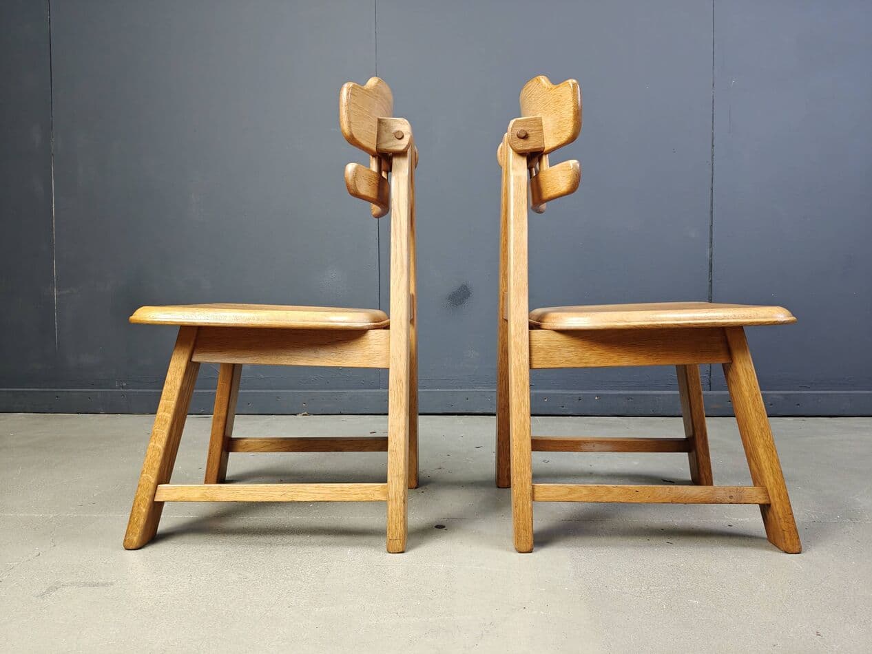 Zestaw czterech krzeseł jadalnianych brutalistycznych, dąb brązowy, Holandia, lata 60. - 269745