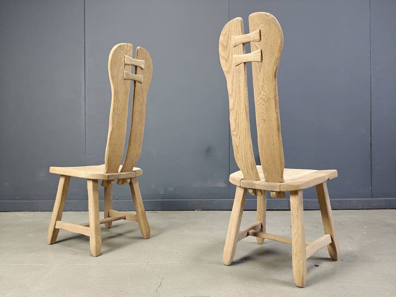 Set of Six Dining Chairs, brown oak, Belgium, 1960s. - 269706