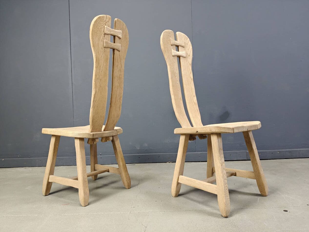Set of Six Dining Chairs, brown oak, Belgium, 1960s. - 269705
