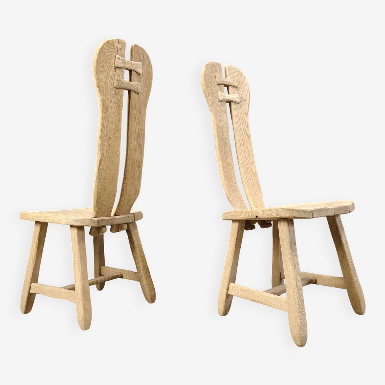 Set of Six Dining Chairs, brown oak, Belgium, 1960s. - 269701