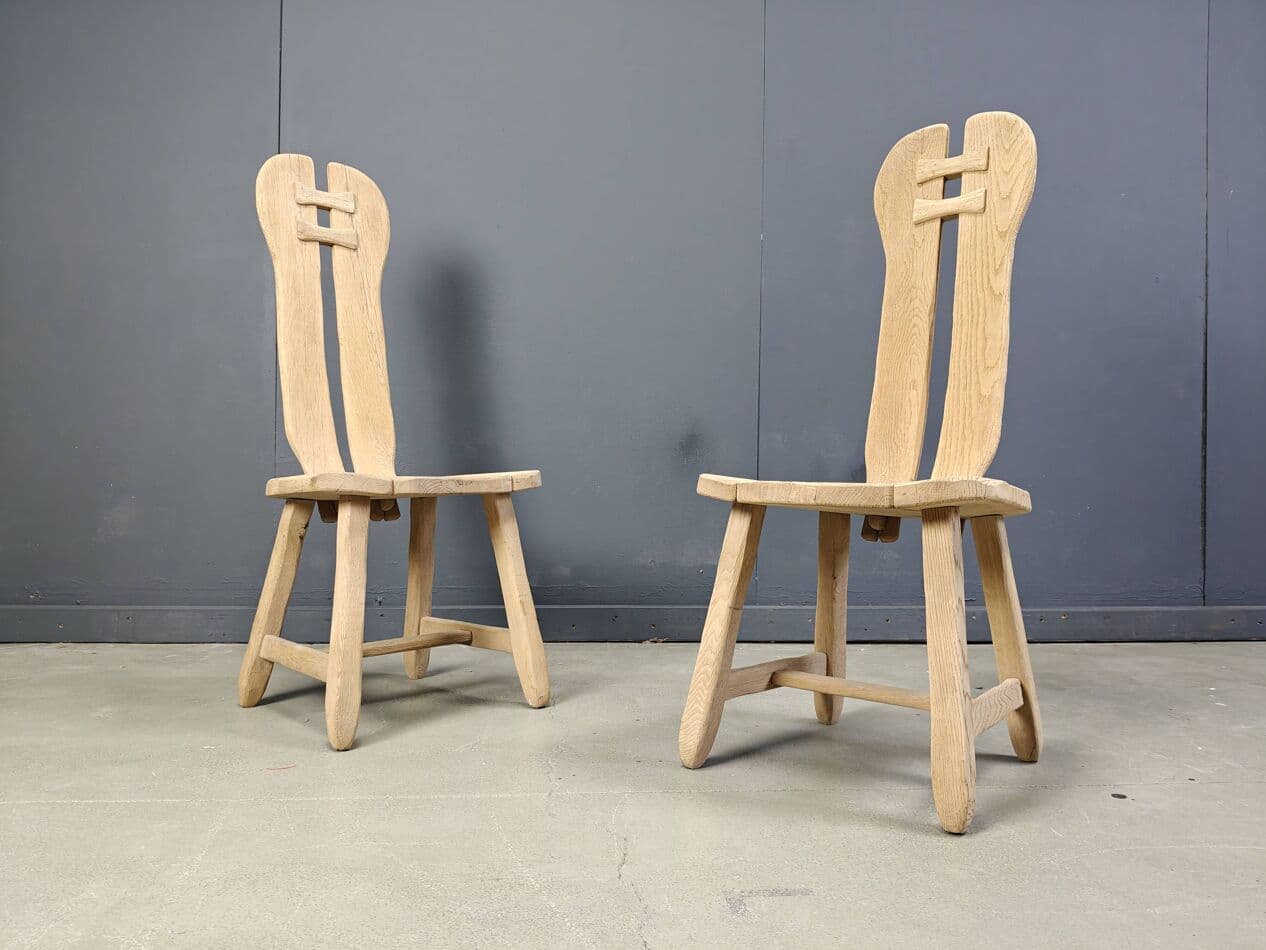 Set of Six Dining Chairs, brown oak, Belgium, 1960s. - 269708