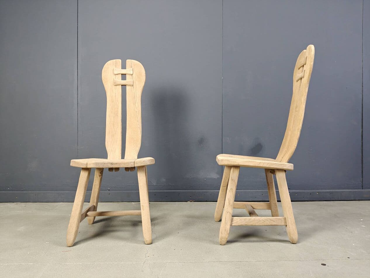 Set of Six Dining Chairs, brown oak, Belgium, 1960s. - 269707