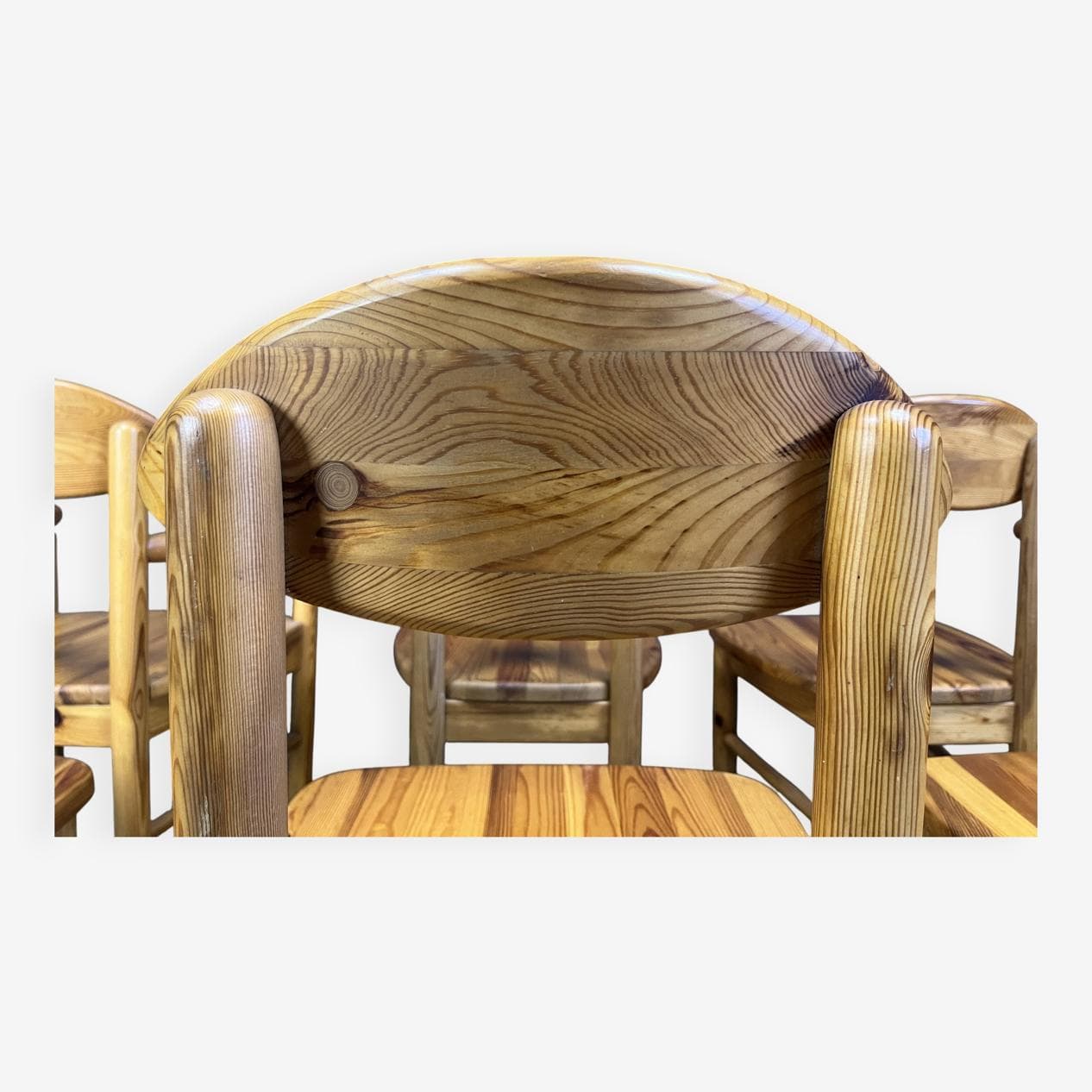 Zestaw ośmiu krzeseł jadalnianych, sosna brązowa, Dania, lata 80. - 269674