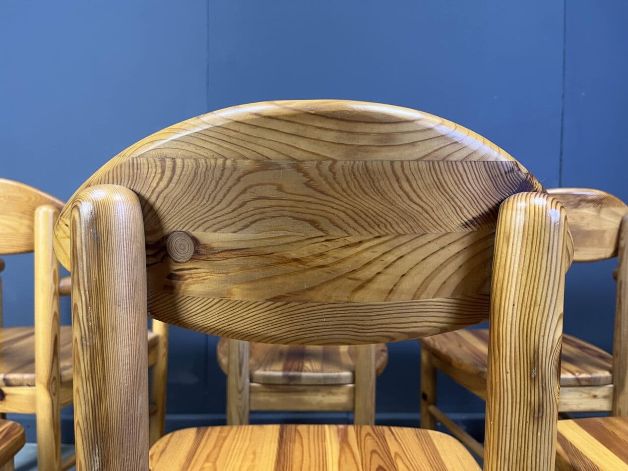 Zestaw ośmiu krzeseł jadalnianych, sosna brązowa, Dania, lata 80. - 269673