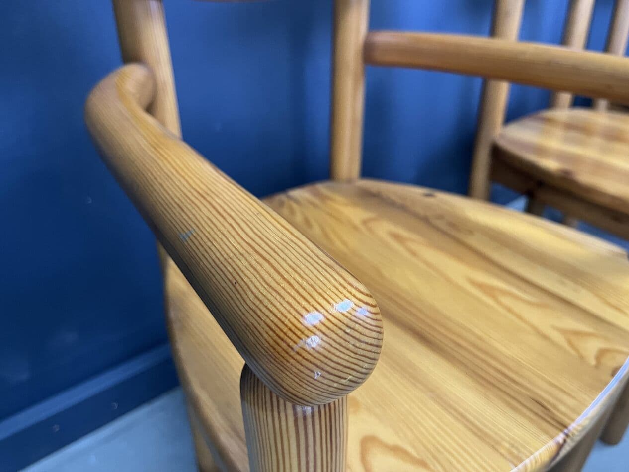 Zestaw ośmiu krzeseł jadalnianych, sosna brązowa, Dania, lata 80. - 269679