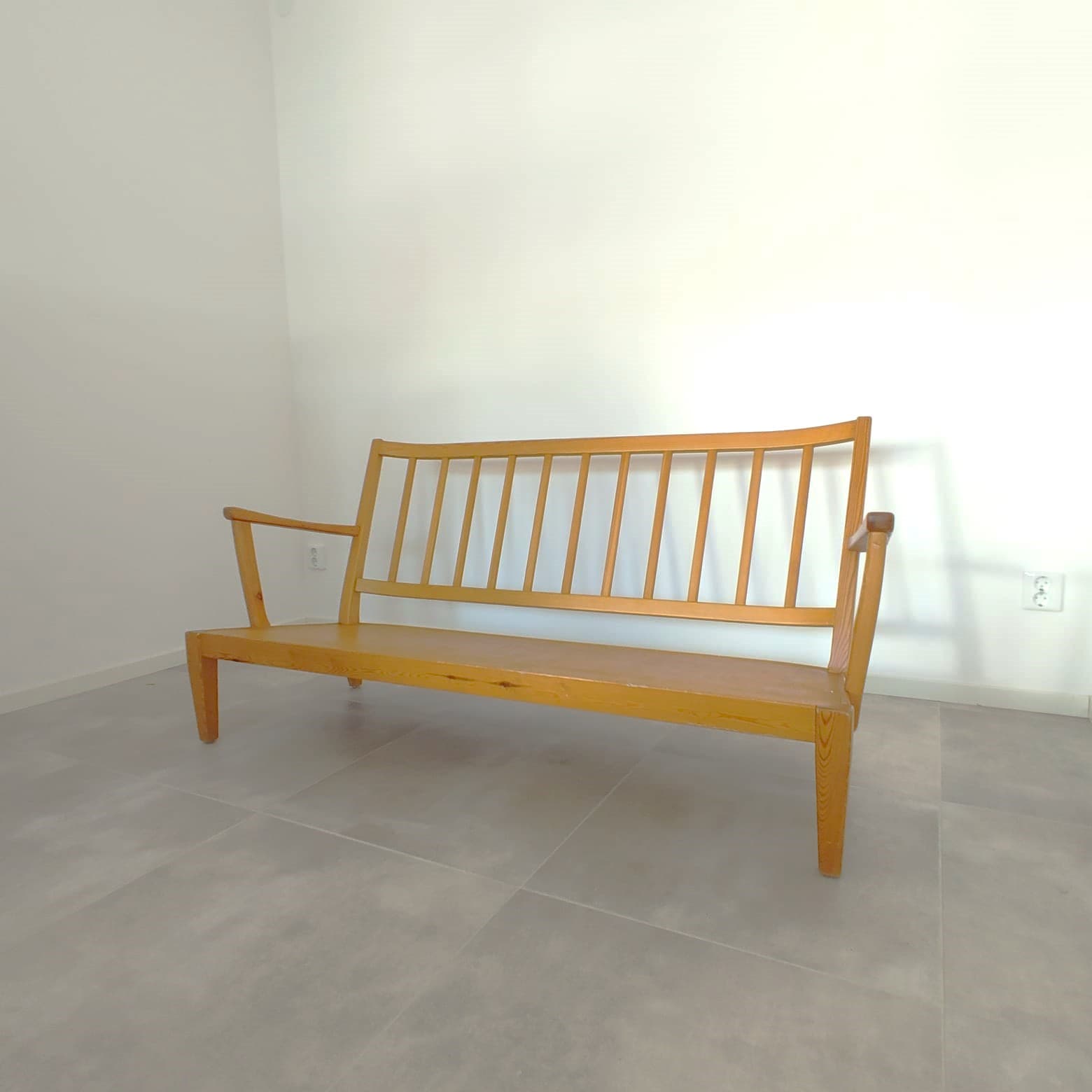 Sofa Stugan, turquoise, beech, by C. Malmsten, OH Sjögren, Sweden, 1960s. - 79295