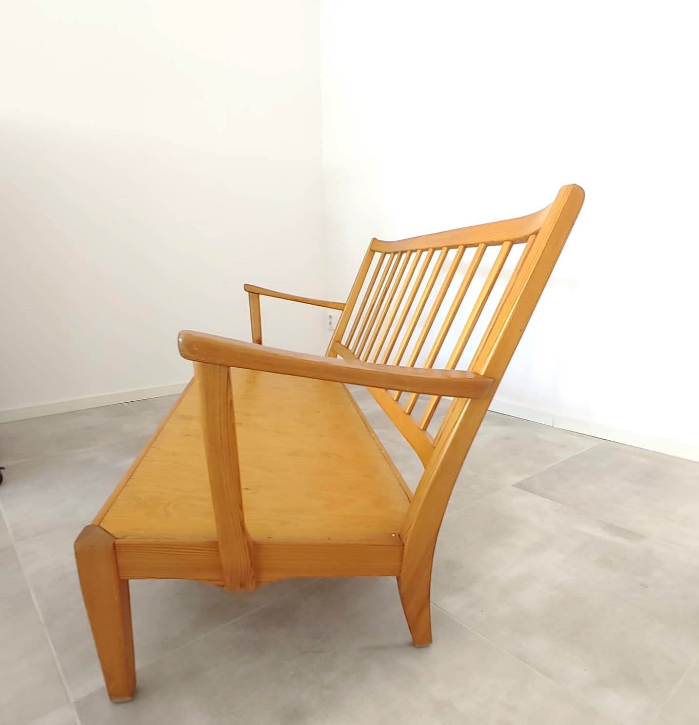 Sofa Stugan, turquoise, beech, by C. Malmsten, OH Sjögren, Sweden, 1960s. - 79293