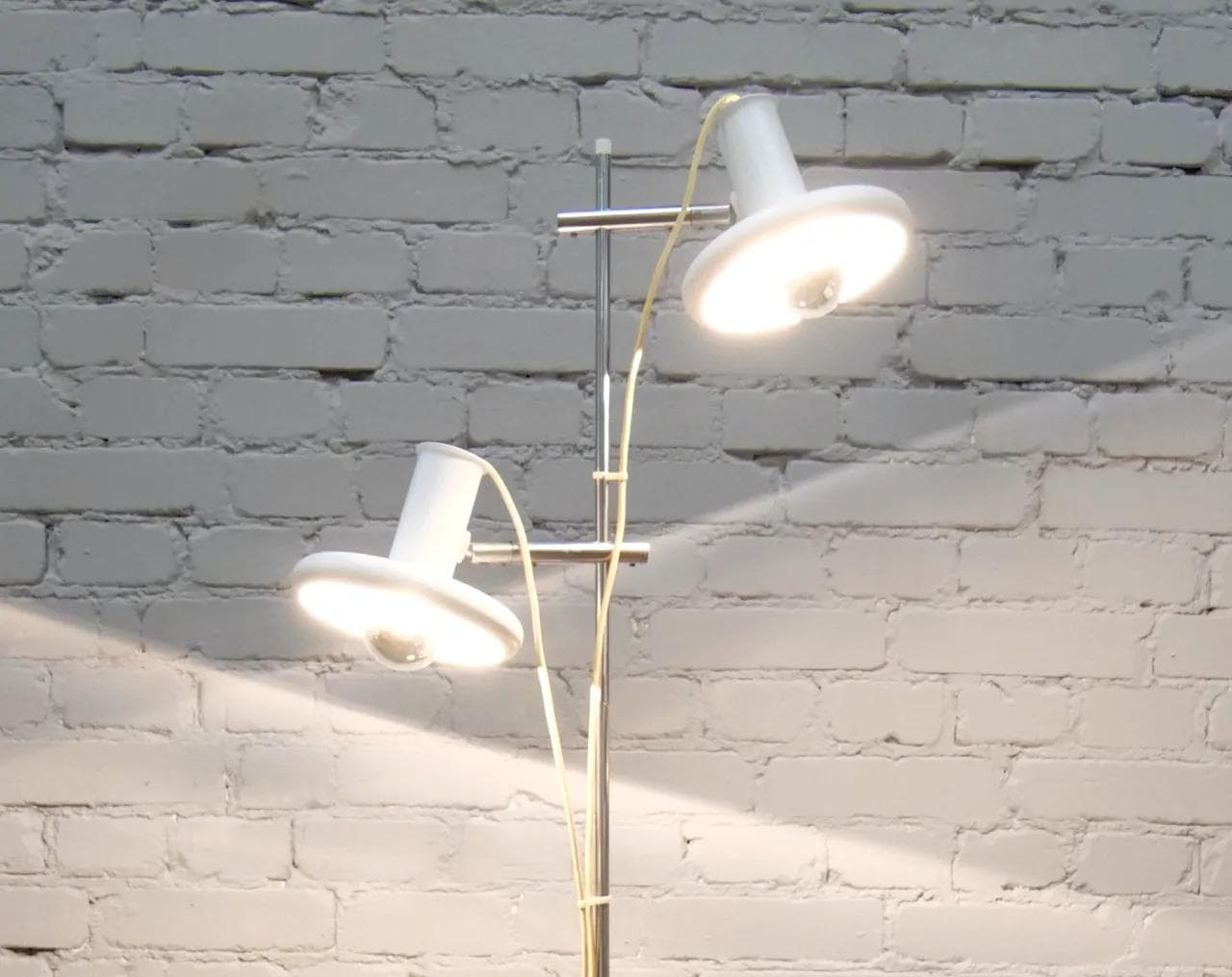 Floor lamp Optima, white, chrome steel, by H. Due, Fog & Mørup, Denmark, 1970s. - 19428