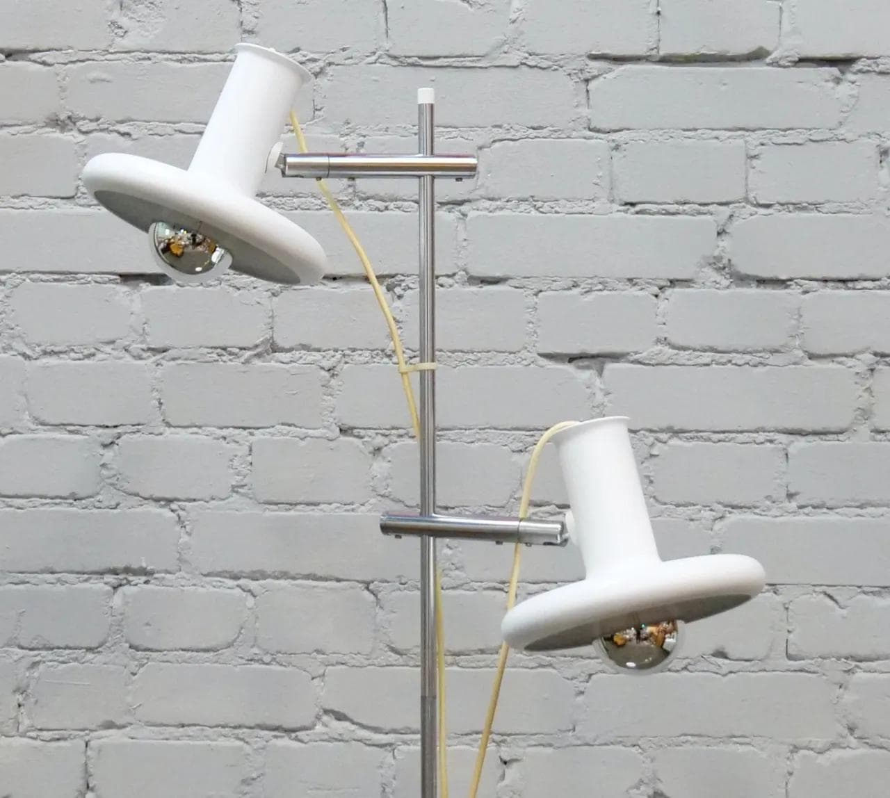 Floor lamp Optima, white, chrome steel, by H. Due, Fog & Mørup, Denmark, 1970s. - 19430