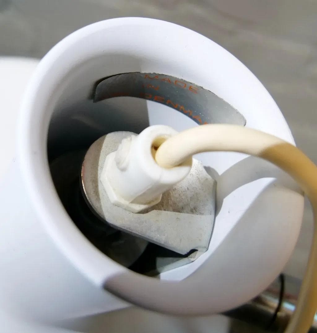 Floor lamp Optima, white, chrome steel, by H. Due, Fog & Mørup, Denmark, 1970s. - 19427