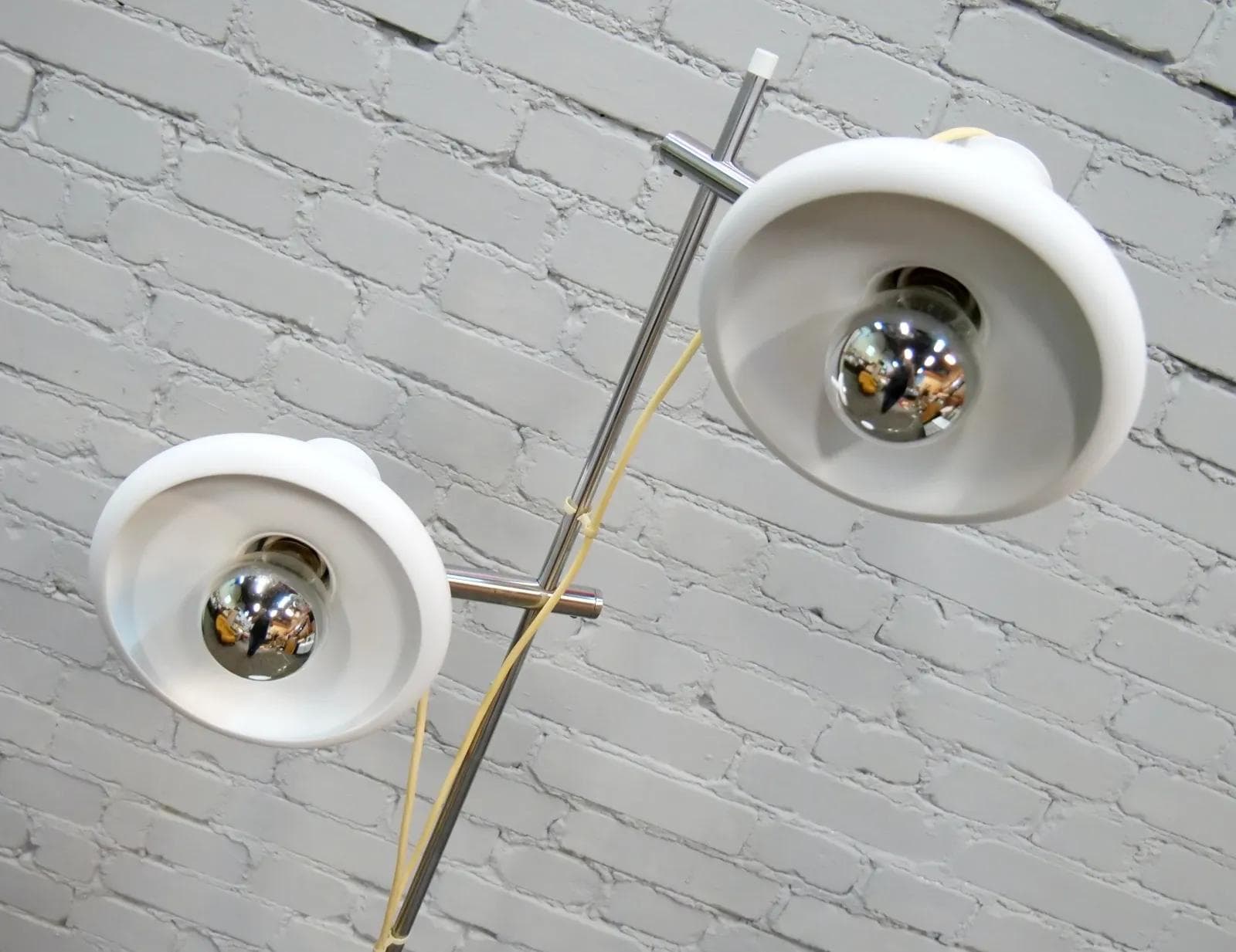 Floor lamp Optima, white, chrome steel, by H. Due, Fog & Mørup, Denmark, 1970s. - 19431