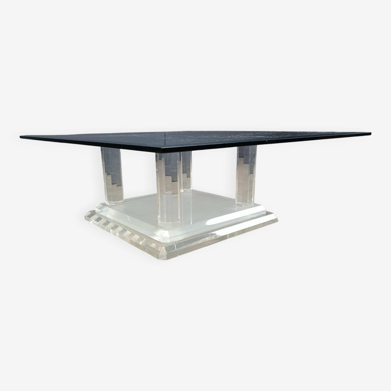Coffee table, transparent glass, lucite, Belgium, 1970s. - 273965