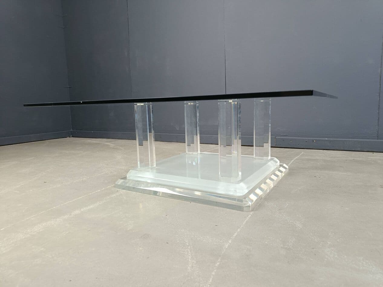 Coffee table, transparent glass, lucite, Belgium, 1970s. - 273973