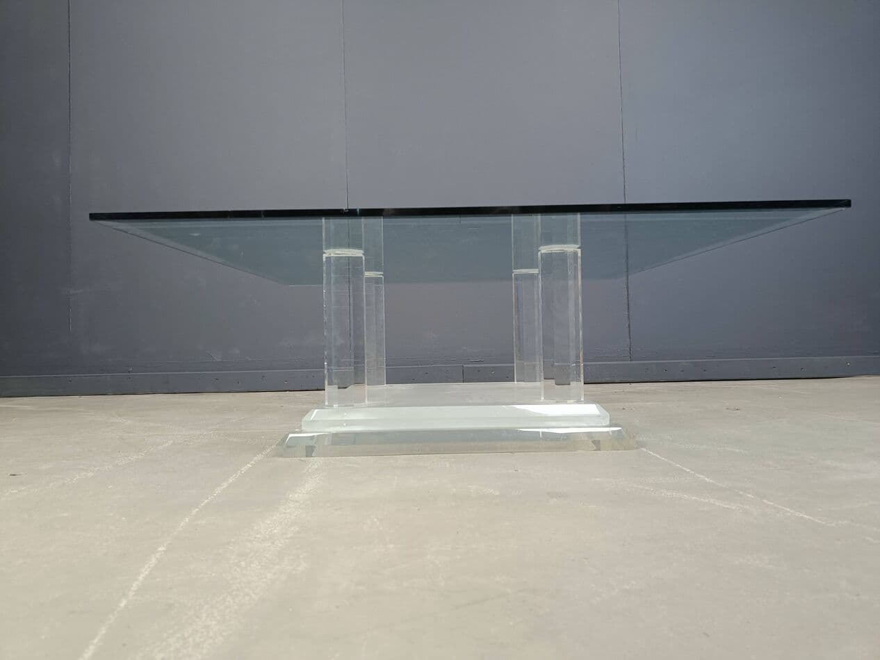 Coffee table, transparent glass, lucite, Belgium, 1970s. - 273968