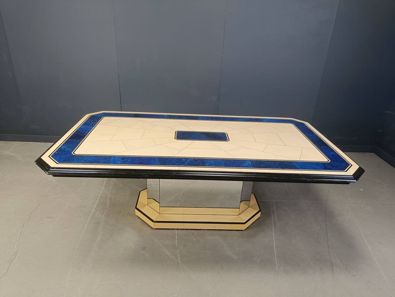 Dining table, lacquered beige, wood, France, 1970s - 273937