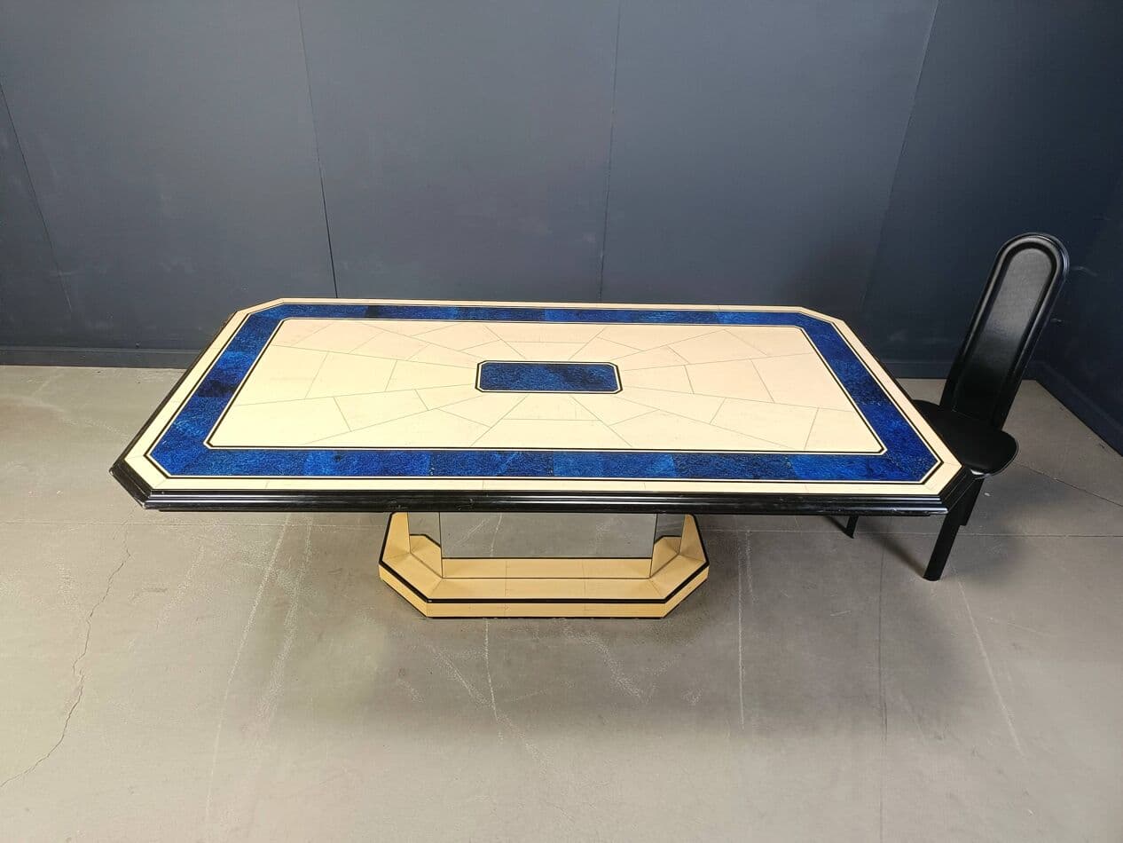 Dining table, lacquered beige, wood, France, 1970s - 273936