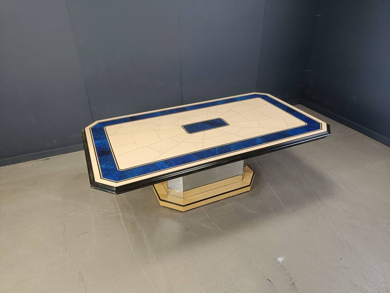 Dining table, lacquered beige, wood, France, 1970s - 273943