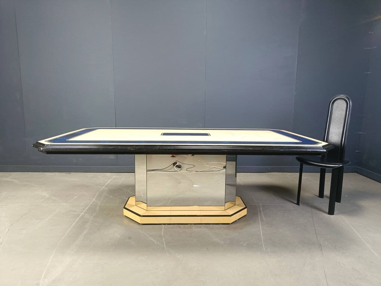 Dining table, lacquered beige, wood, France, 1970s - 273941