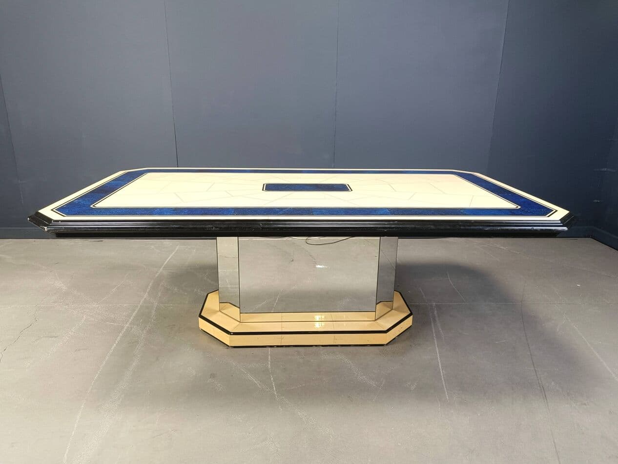 Dining table, lacquered beige, wood, France, 1970s - 273938