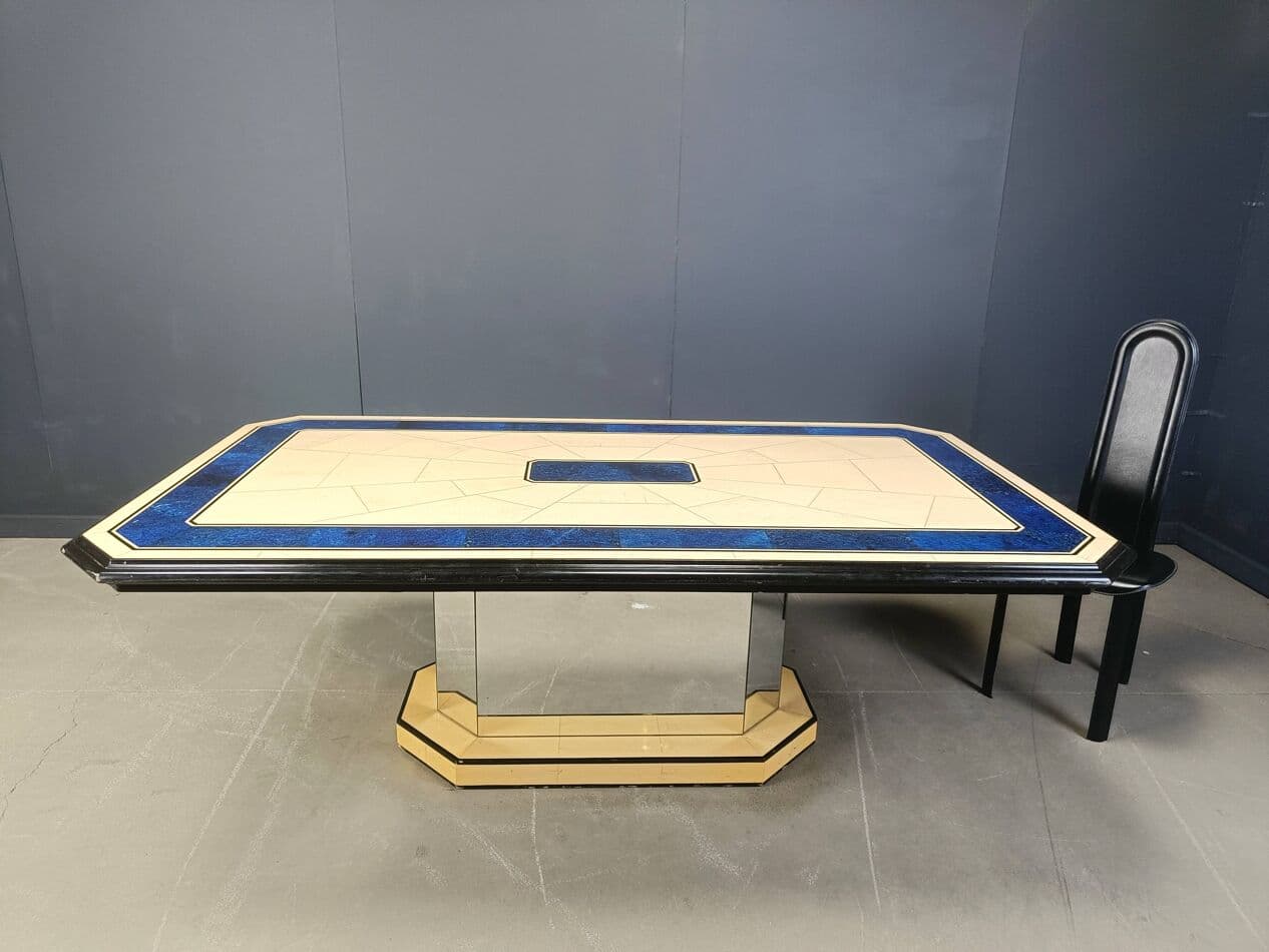 Dining table, lacquered beige, wood, France, 1970s - 273940