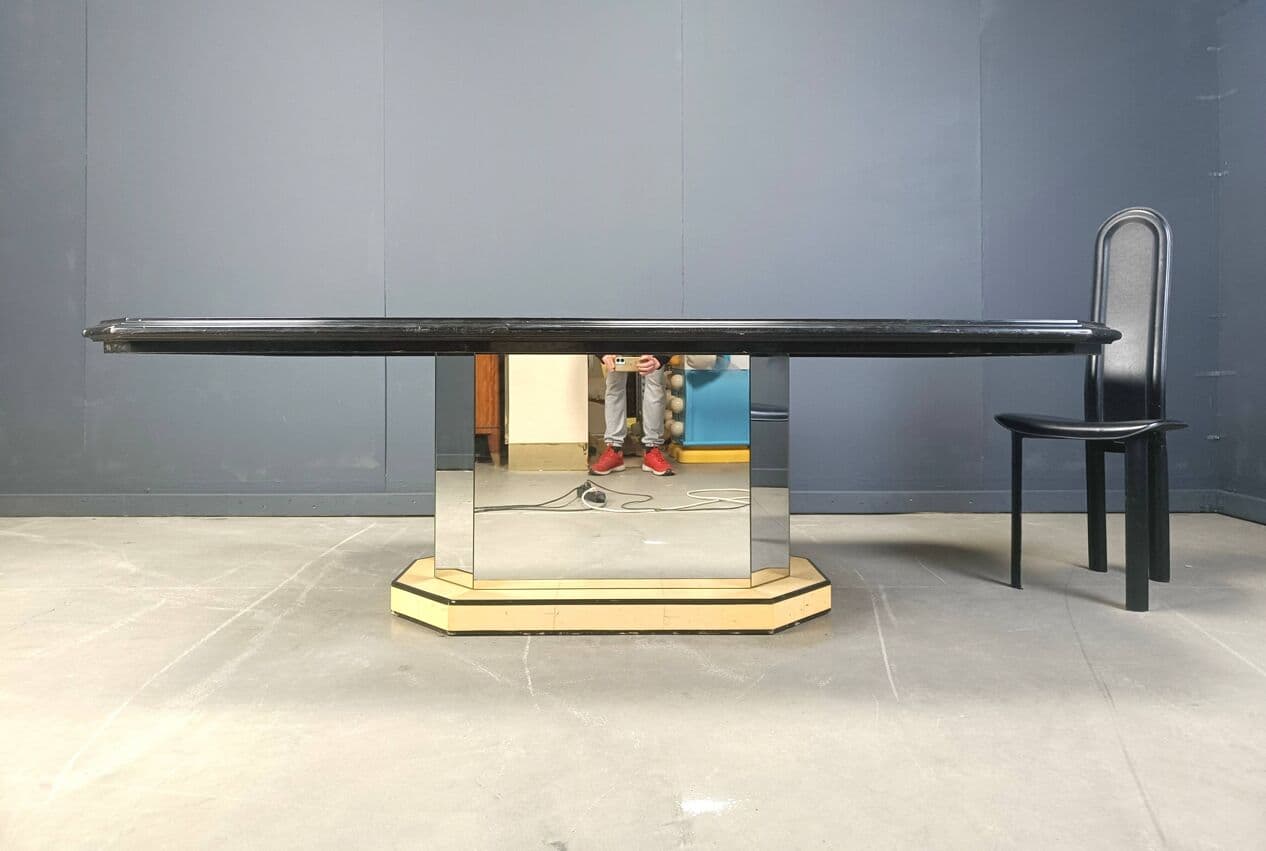Dining table, lacquered beige, wood, France, 1970s - 273942