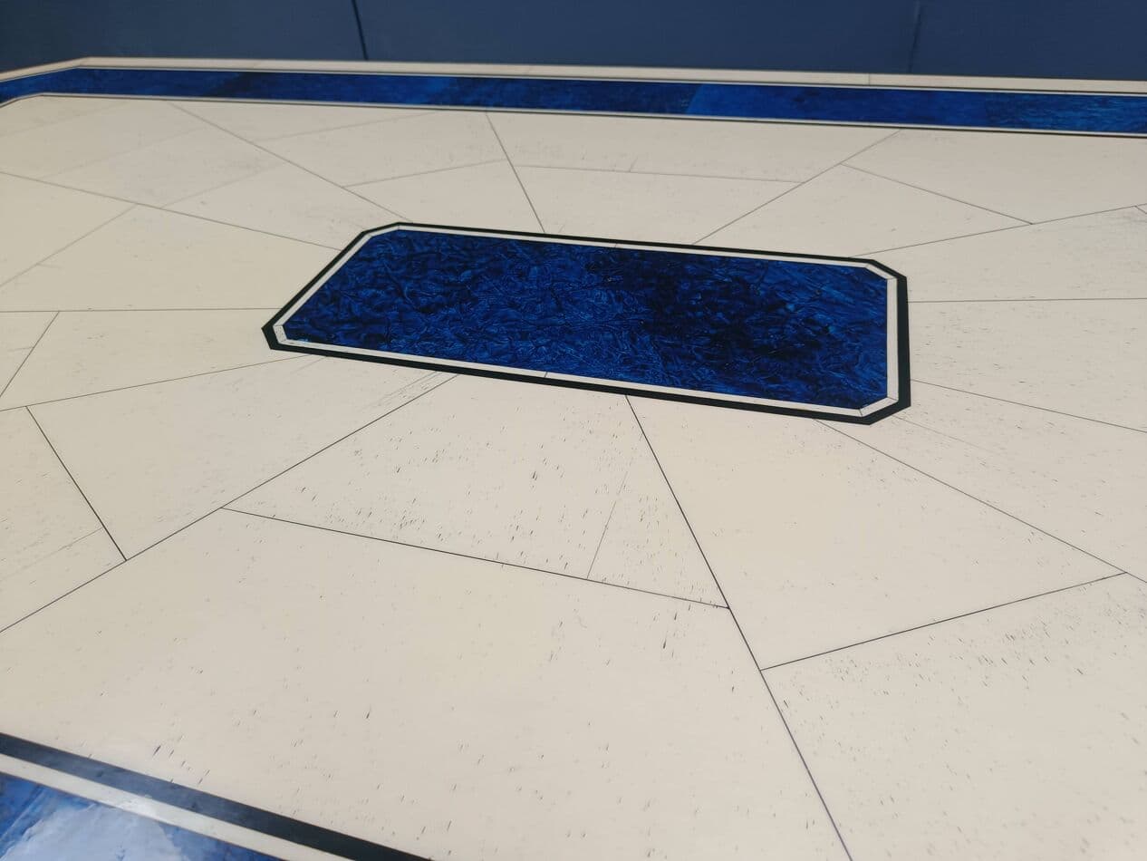 Dining table, lacquered beige, wood, France, 1970s - 273946