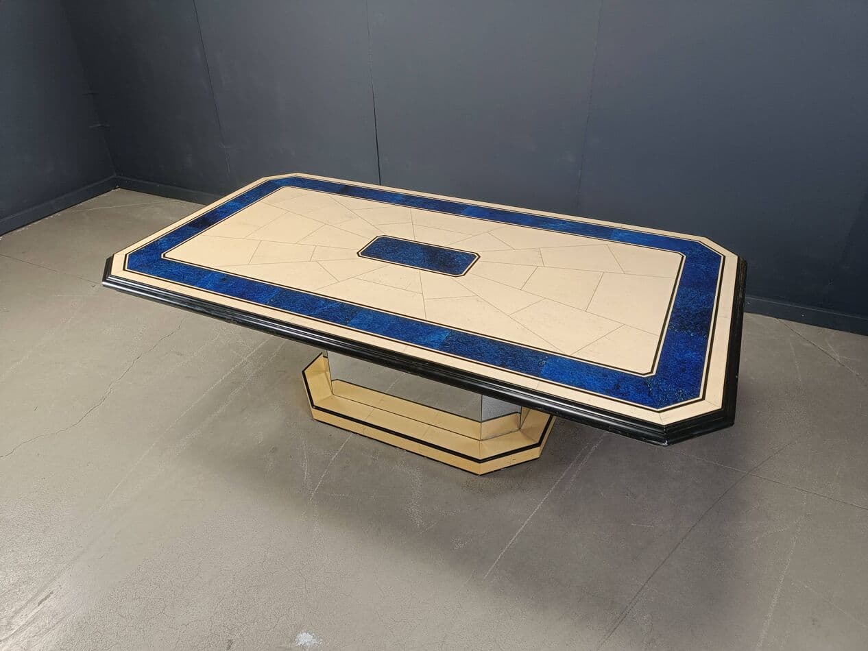 Dining table, lacquered beige, wood, France, 1970s - 273944