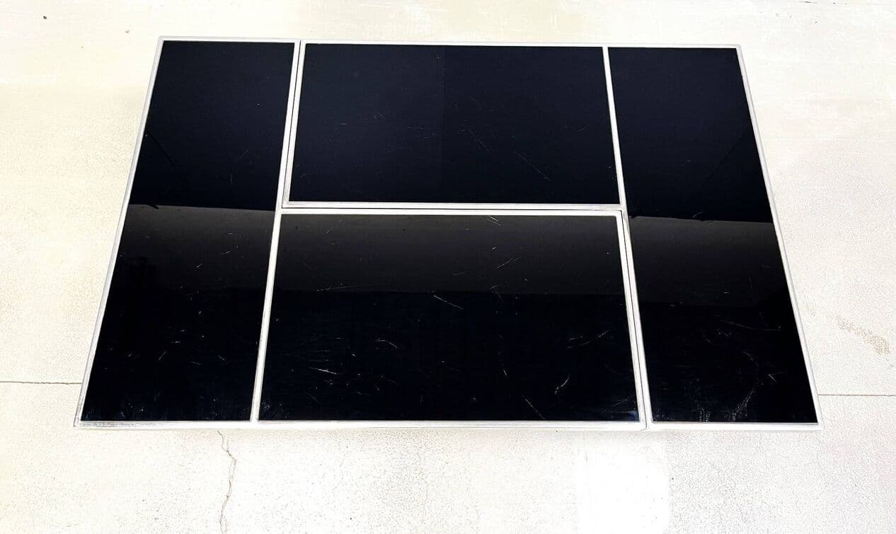 Coffee Table with Bar, black wood, brass, Belgium, 1970s. - 273928