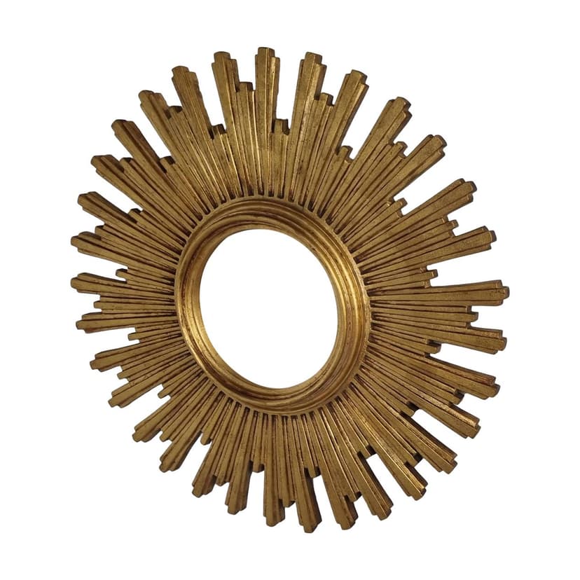 Sunburst mirror Ø55 cm, gold, glass, Belgium, 1970s.