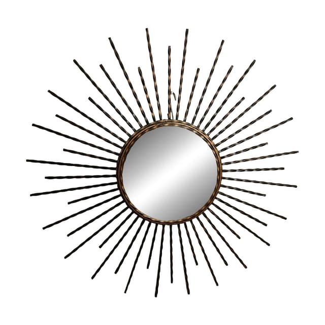 Sunburst mirror, gold metal, glass, France, 1970s. - DIMENSION