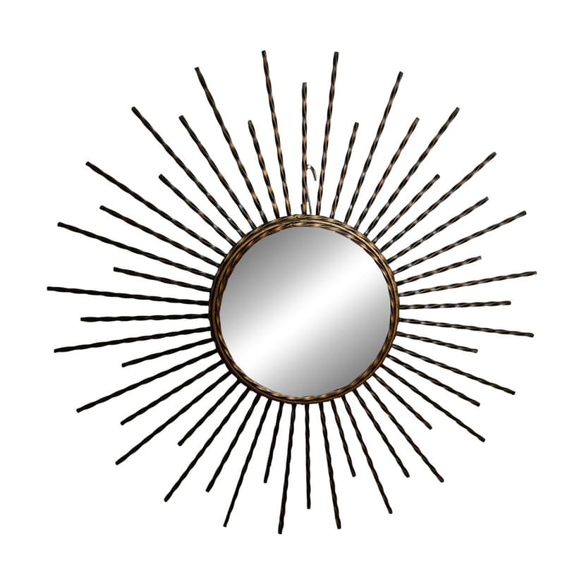 Sunburst mirror, gold metal, glass, France, 1970s.