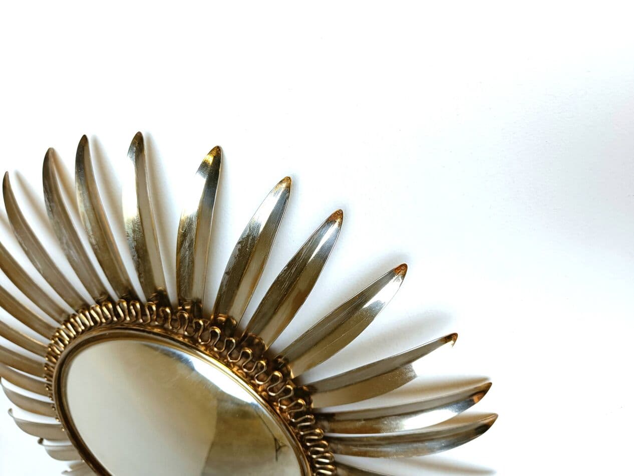 Sunburst mirror, gold brass, France, 1970s. - 269563