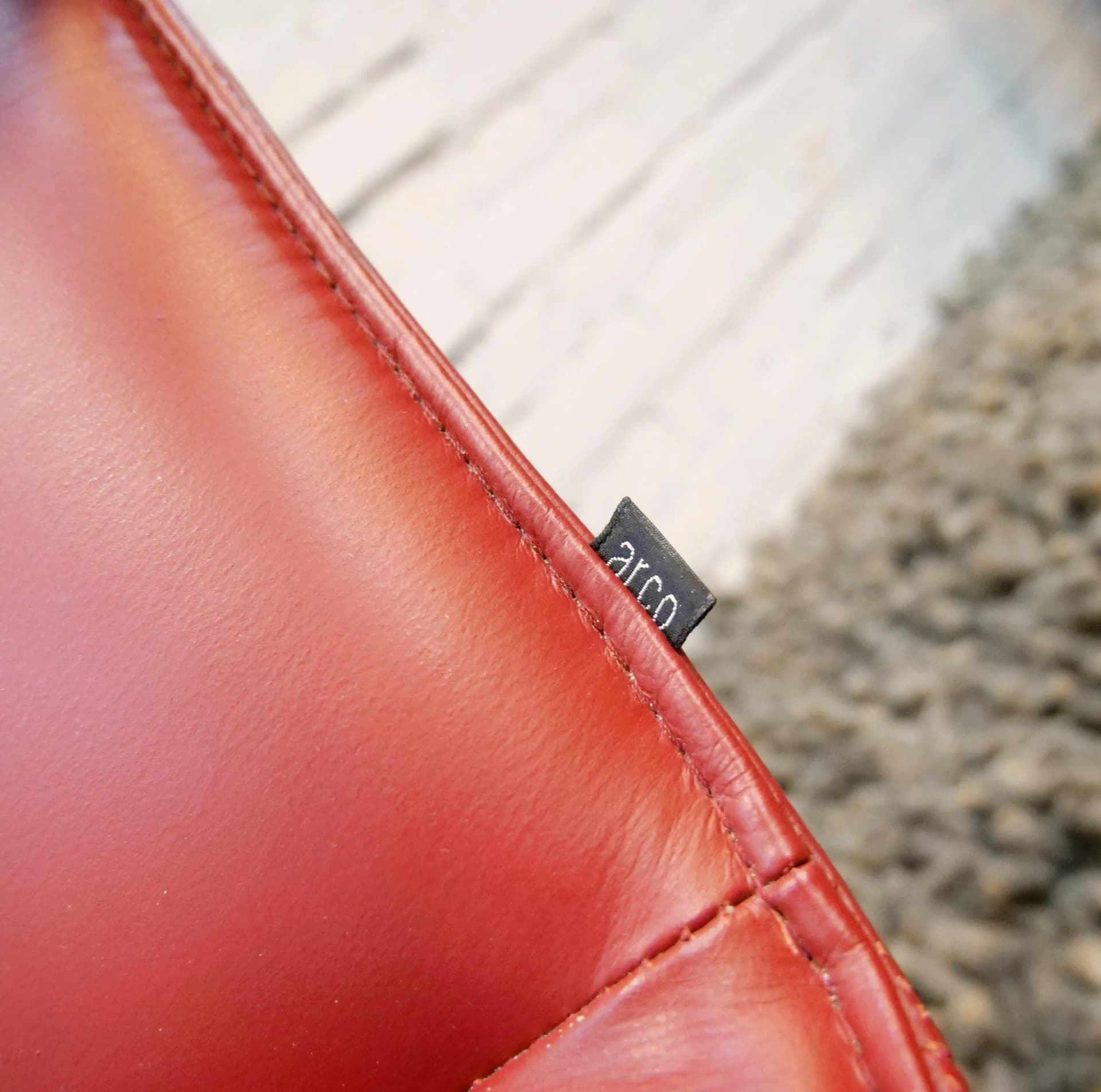 Armchair Arco, maroon natural leather, chrome, by P. Tuttle, Arco, Netherlands, 1980s - 19424