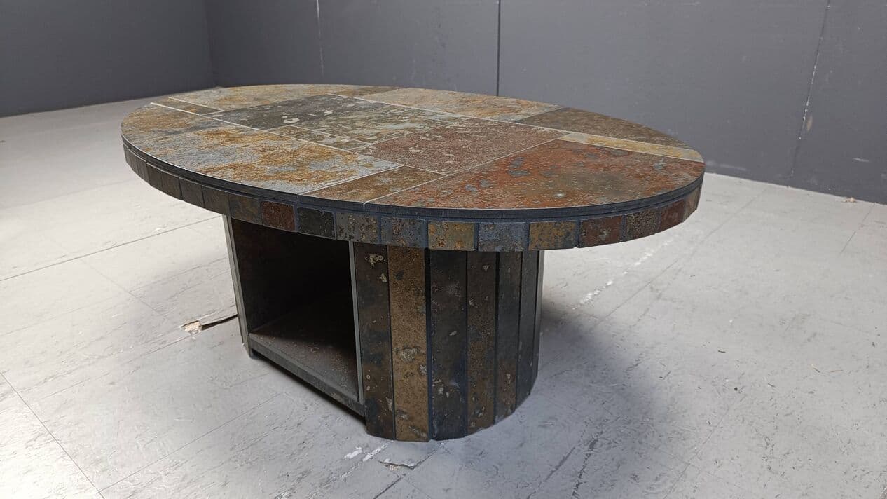 Coffee Table Oval Brutalist, multicolor stone, Germany, 1970s - 269548