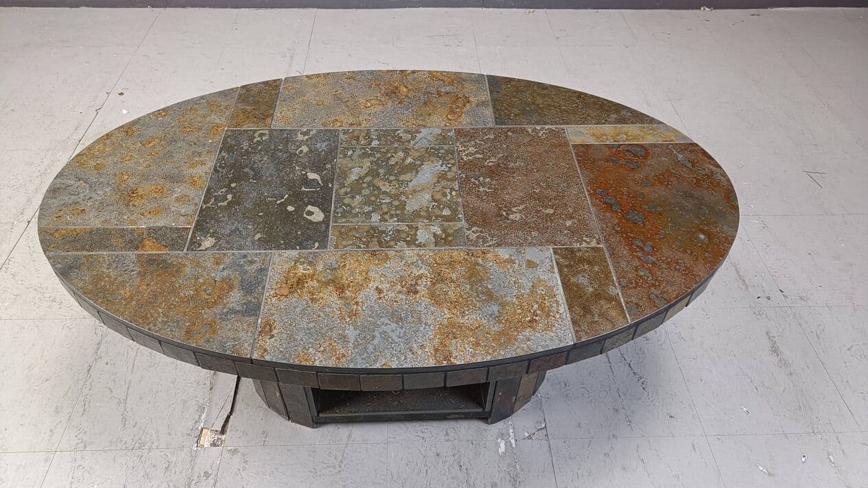 Coffee Table Oval Brutalist, multicolor stone, Germany, 1970s - 269550
