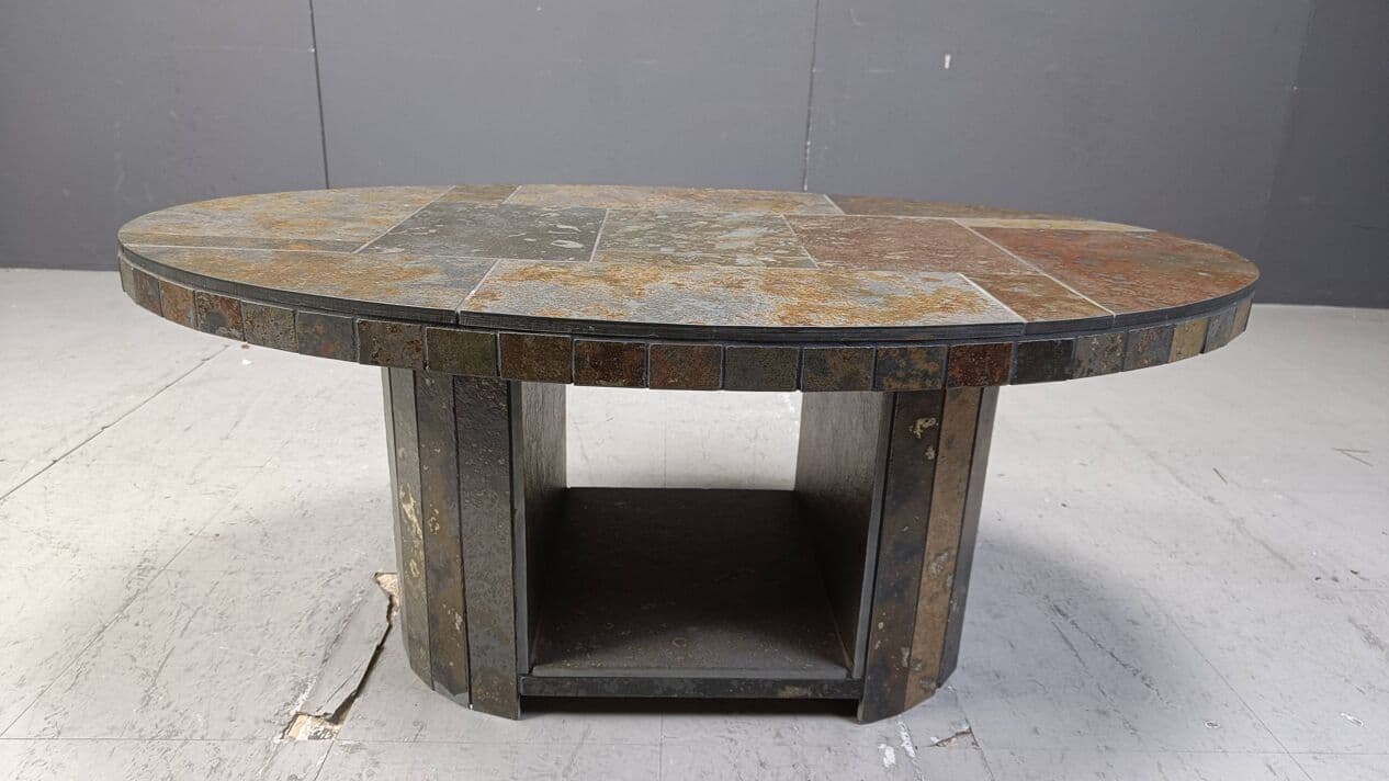 Coffee Table Oval Brutalist, multicolor stone, Germany, 1970s - 269543
