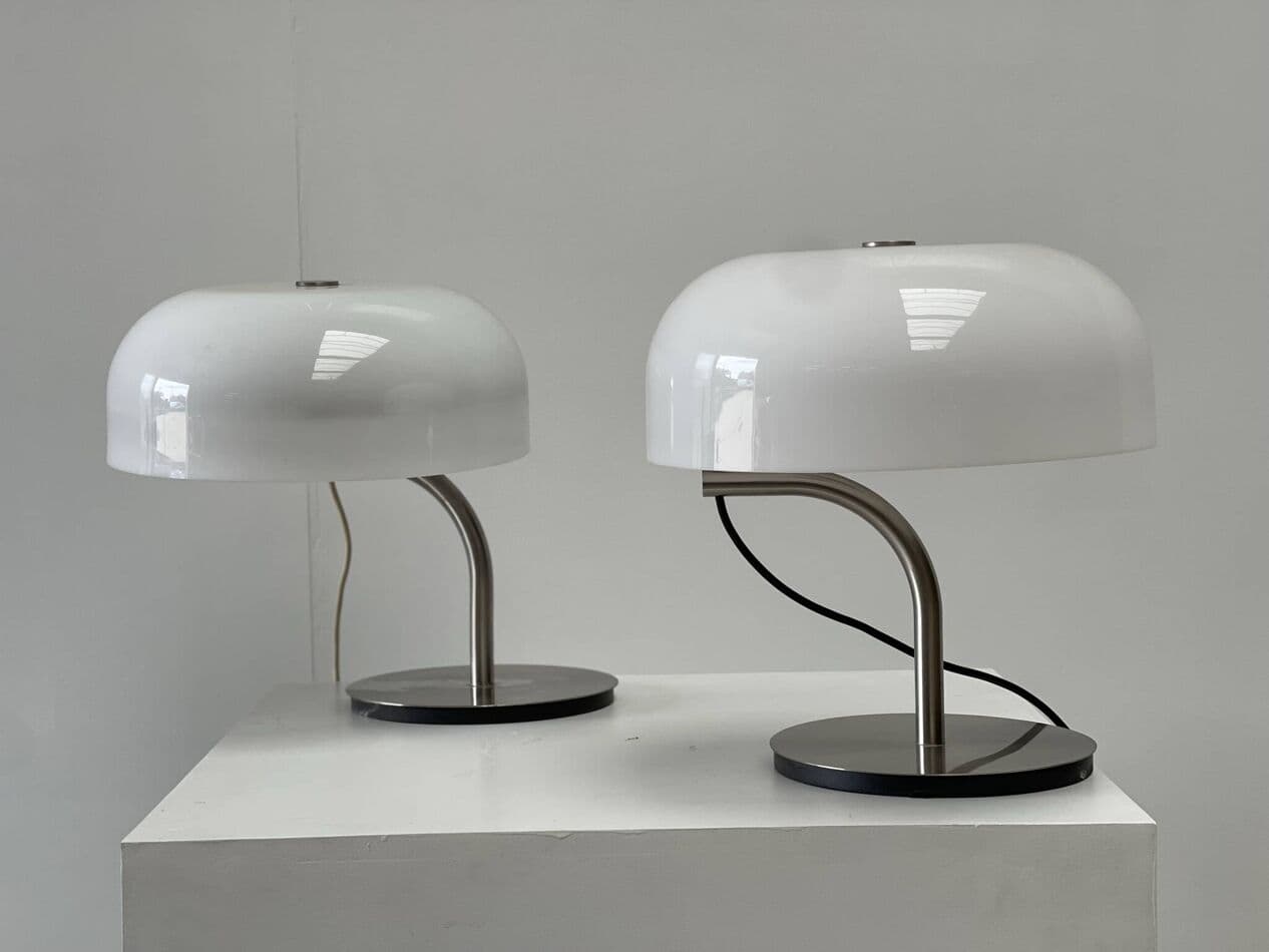 Para lamp stołowych, biały, plastik, proj. G. Stoppino, Włochy, lata 80. - 269526