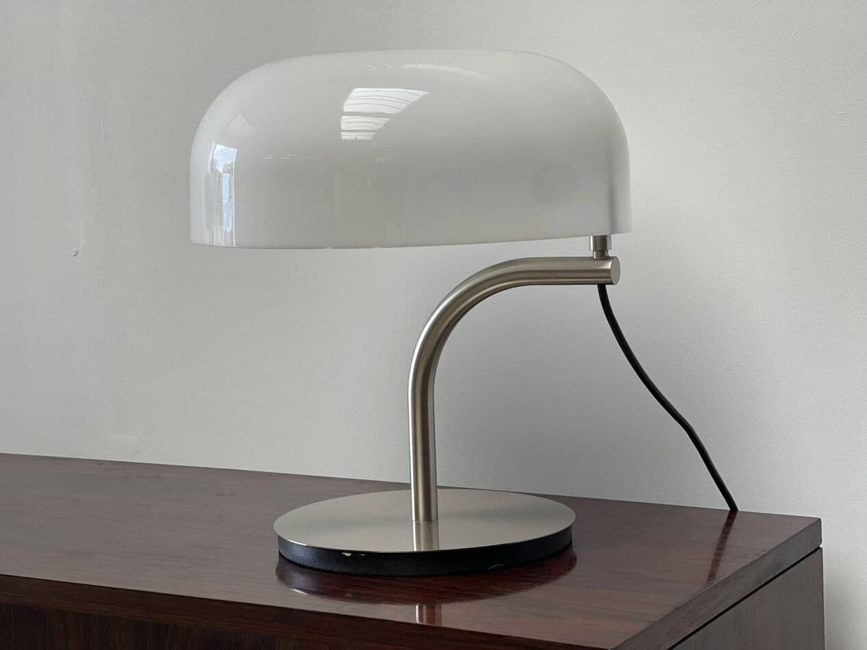 Para lamp stołowych, biały, plastik, proj. G. Stoppino, Włochy, lata 80. - 269524