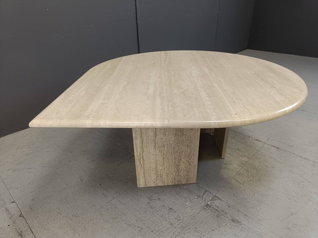 Coffee table, beige travertine, Italy, 1970s. - 269458